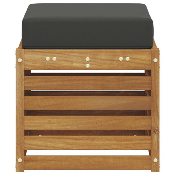 vidaXL B&aelig;nk med pude 2 Stk Naturlig og Antracit Massivt Akacietr&aelig;