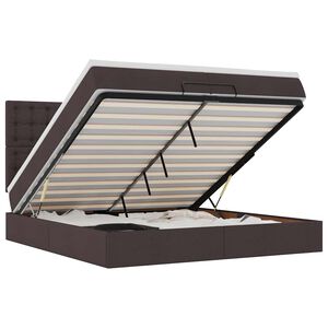 vidaXL osmannisk sengeramme med madrasser 200x200 cm stof m&oslash;rkebrun
