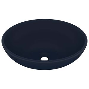 vidaXL luksuri&oslash;s h&aring;ndvask 40x33 cm keramisk oval mat m&oslash;rkebl&aring;