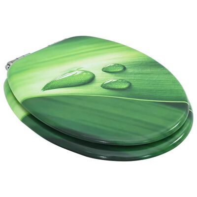 vidaXL toiletsæde med soft close-låg MDF vanddråbedesign grøn