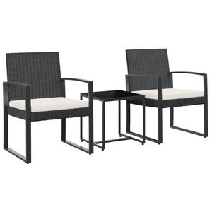 vidaXL spisebordss&aelig;t til haven 3 dele med hynder polyrattan sort