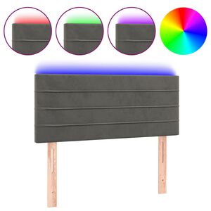 vidaXL sengegavl med LED-lys 80x5x78/88 cm velour m&oslash;rkegr&aring;