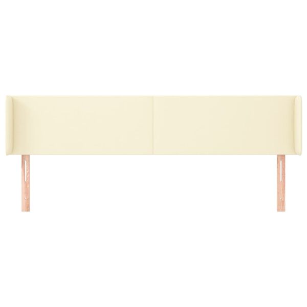 vidaXL sengegavl med kanter 183x16x78/88 cm kunstl&aelig;der cremefarvet