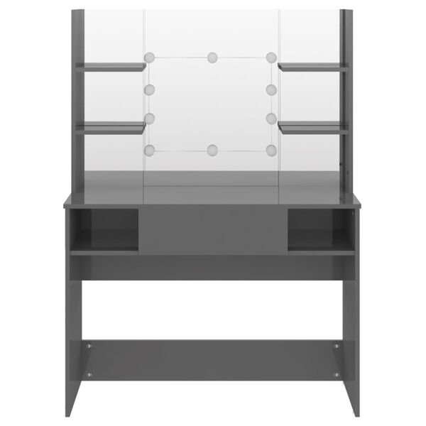 vidaXL makeupbord med LED-lys 100x40x135 cm MDF blank grå