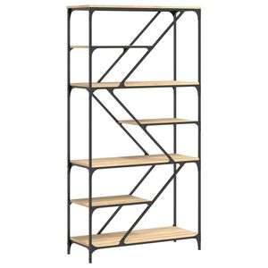 vidaXL bogreol 91x36x176 cm konstrueret tr&aelig; og jern sonoma-eg