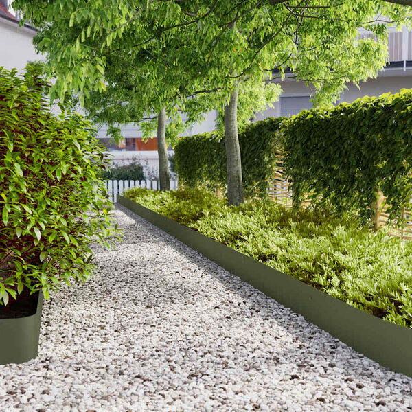 vidaXL plænekanter 30 stk. 20x103 cm koldvalset stål olivengrøn