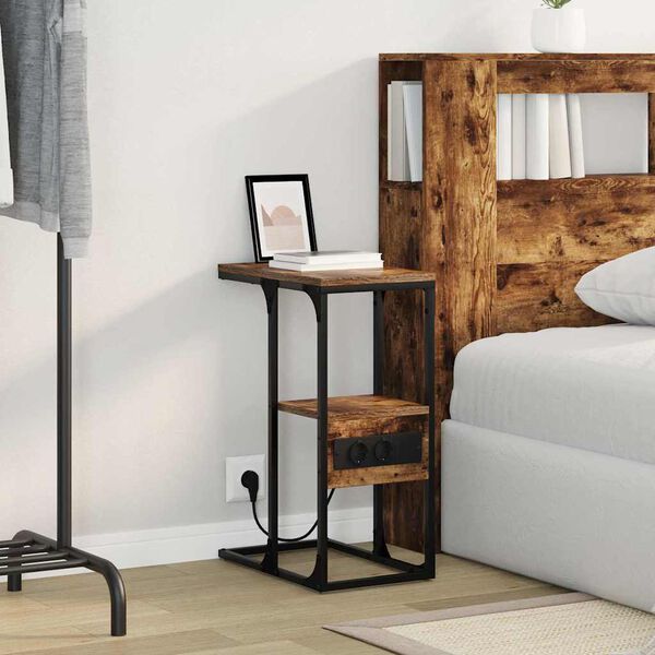 vidaXL Natskab med skuffe R&oslash;get eg 41.5 x 26 x 60.5 cm Konstrueret tr&aelig;