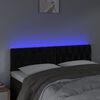 vidaXL sengegavl med LED-lys 144x7x78/88 cm velour sort