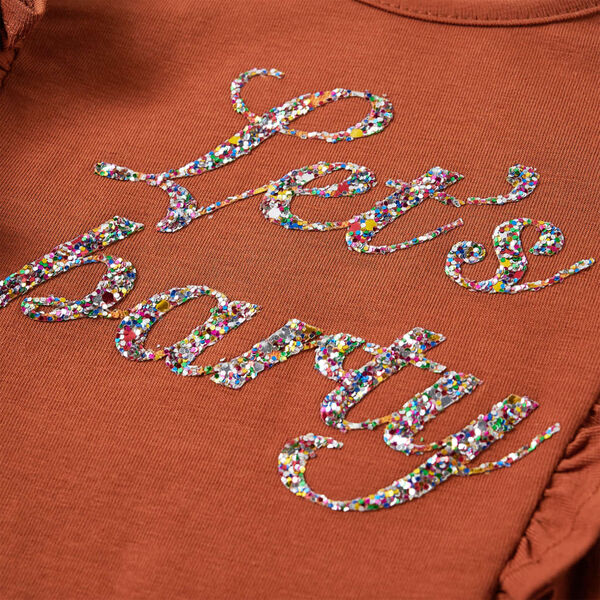 Langærmet T-shirt til børn str. 92 cognacfarvet