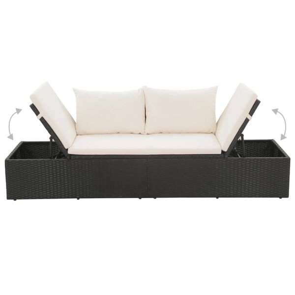 vidaXL loungeseng med hynder og puder polyrattan sort