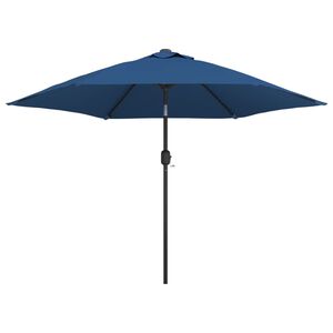 vidaXL parasol m. LED-lys og st&aring;lstang 300 cm azurbl&aring;