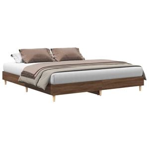 vidaXL sengestel uden madras 200x200 cm konstrueret tr&aelig; brun eg