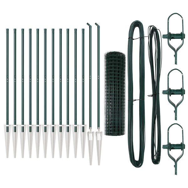 vidaXL Hegn med post Gr&oslash;n 1 x 25 m St&aring;l og PVC