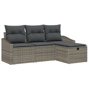 vidaXL Sofa S&aelig;t med pude 4 pcs polyrattan