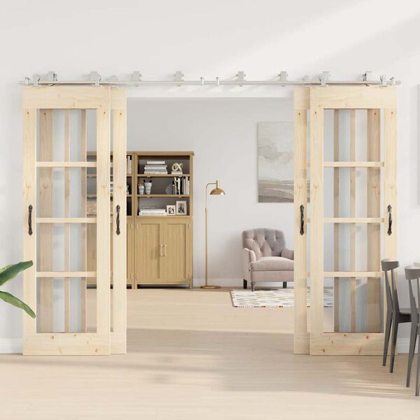 vidaXL hardwarekit til skyded&oslash;r 366 cm rustfrit st&aring;l s&oslash;lvfarvet