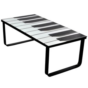 vidaXL sofabord med klaverprint glasbordplade