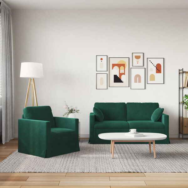vidaXL Sofa 2 pcs M&oslash;rkegr&oslash;n 158 x 78 x 80 cm Fl&oslash;jl