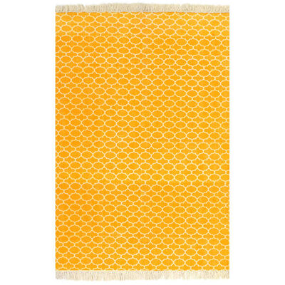 vidaXL kilim-tæppe med mønster bomuld 160 x 230 cm gul