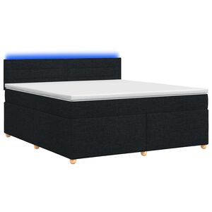 vidaXL Boxmadras med topmadras med hovedg&aelig;rde Sort 140 x 190 cm Stof