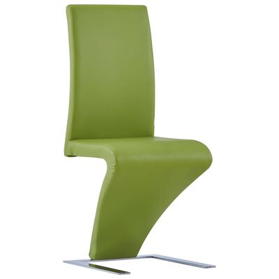 vidaXL spisebordsstole zigzagform 4 stk. kunstlæder grøn