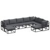 vidaXL Havesofa S&aelig;t 9 pcs Sort Aluminium