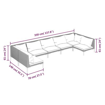 vidaXL loungesæt til haven 7 dele med hynder polyrattan mørkegrå