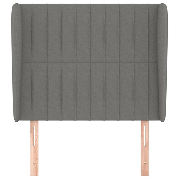 vidaXL sengegavl med kanter 103x23x118/128 cm stof m&oslash;rkegr&aring;