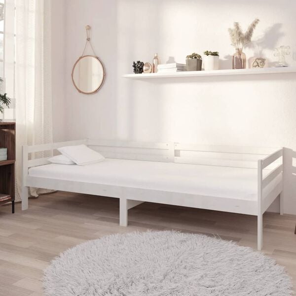 vidaXL daybed med madras 90x200 cm massivt fyrretr&aelig; hvid