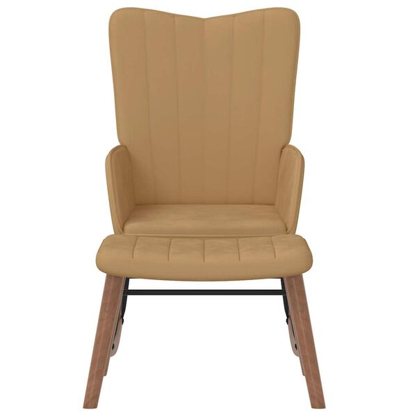 vidaXL gyngestol med fodskammel fl&oslash;jl brun