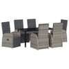 vidaXL Have Spisebordss&aelig;t med pude 7 pcs Gr&aring; polyrattan