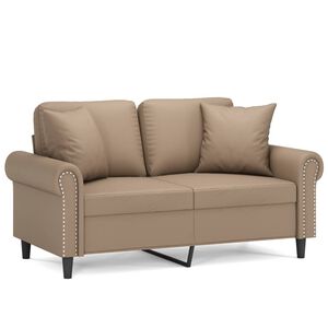 vidaXL 2-personers sofa med pyntepuder 120 cm kunstl&aelig;der cappuccino
