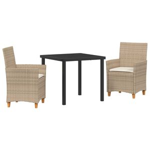 vidaXL Have Spisebordss&aelig;t 3 pcs Beige polyrattan