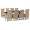 vidaXL spisebordss&aelig;t til haven 9 dele med hynder polyrattan beige