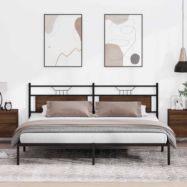 vidaXL sengeramme uden madras 200x200 cm konstrueret tr&aelig; brun eg