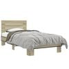 vidaXL sengeramme 90x190 cm konstrueret tr&aelig; og metal sonoma-eg