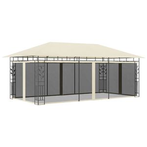vidaXL pavillon med myggenet 6x3x2,73 cm cremefarvet