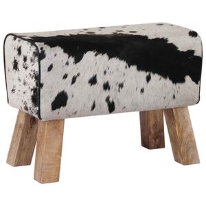 vidaXL b&aelig;nk 60 x 30 x 45 cm &AElig;gte L&aelig;der Sort og Hvid