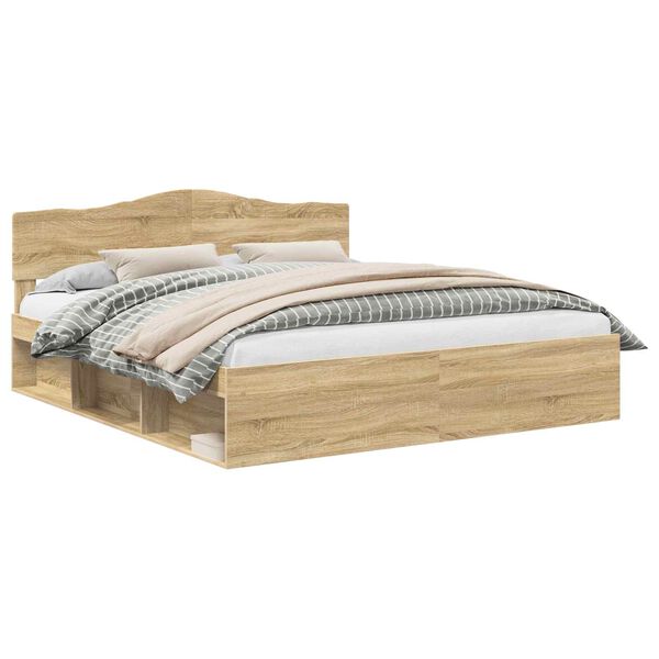 vidaXL Sengestel med hovedg&aelig;rde Sonoma 180 x 200 cm Massiv fyrretr&aelig;