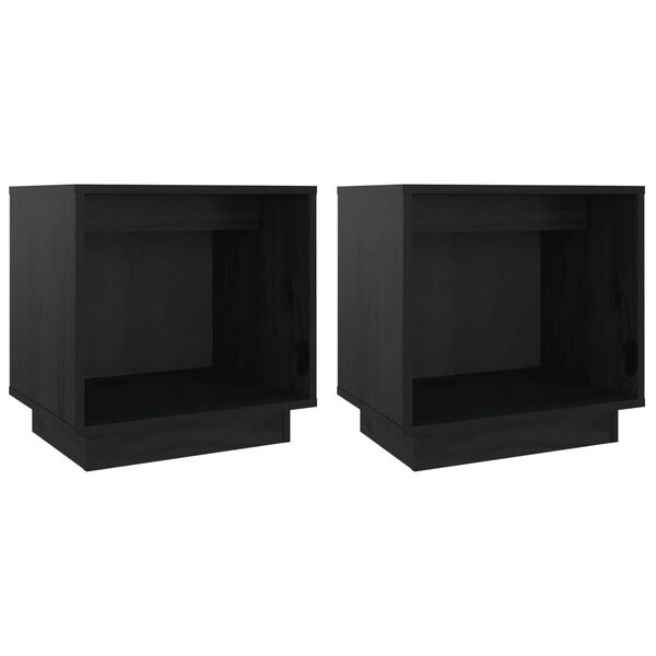 vidaXL sengeborde 2 stk. 40x30x40 cm massivt fyrretræ sort