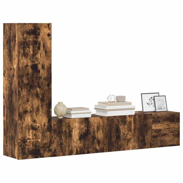 vidaXL tv-skabe 3 stk. konstrueret træ røget egetræsfarve