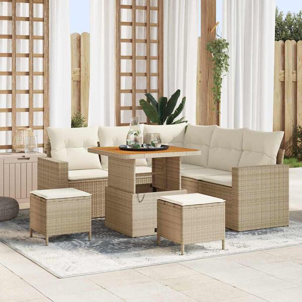 vidaXL Havesofa S&aelig;t 8 pcs Beige polyrattan