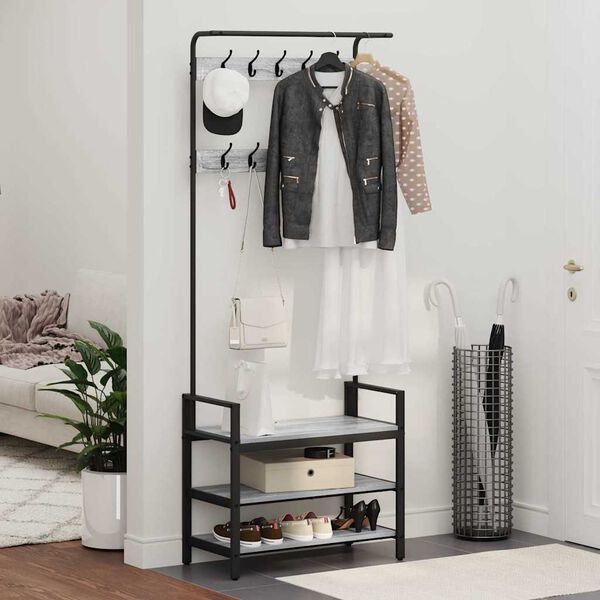 vidaXL Jakkeholder Grå sonoma-eg 75 x 34 x 184 cm Konstrueret træ