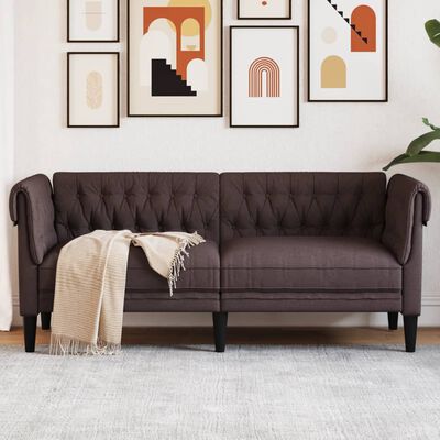 vidaXL 2-personers Chesterfield-sofa stof mørkebrun
