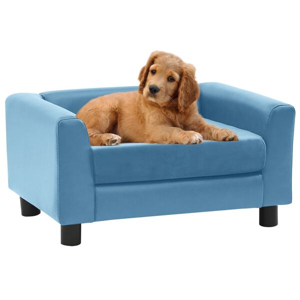 vidaXL hundesofa 60x43x30 cm med skumpude plys og kunstl&aelig;der turkis