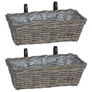 vidaXL H&aelig;ngende Plantekurv 2 pcs Gr&aring; 48 x 22 x 15 cm Lacak Rattan