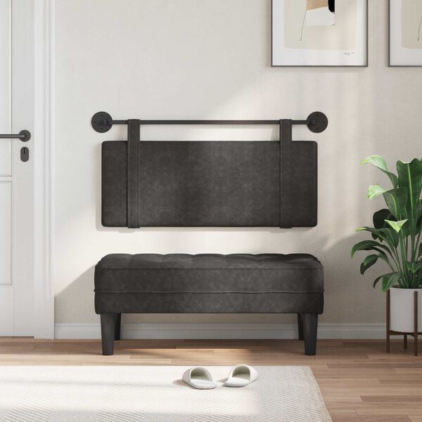 vidaXL H&aelig;ngende Hovedgavl V&aelig;gmonteret Sort 110 x 55 x 5 cm Antik PU