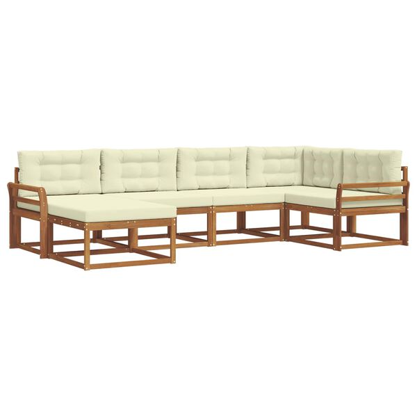 vidaXL Udend&oslash;rs sofagruppe med pude 6 pcs Naturlig og Fl&oslash;de