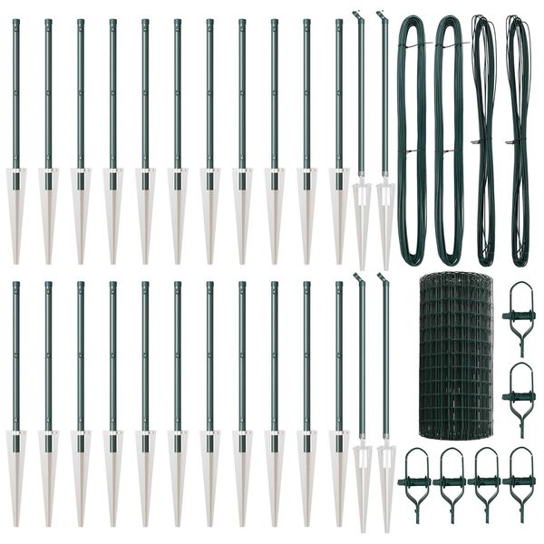 vidaXL Hegn med post Gr&oslash;n 0,4 x 50 m St&aring;l og PVC