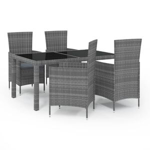 vidaXL udend&oslash;rs spisebordss&aelig;t 5 dele med hynder polyrattan gr&aring;