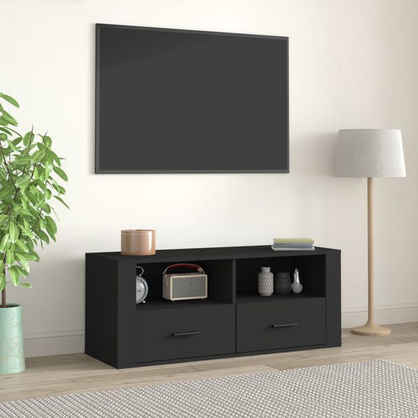 vidaXL tv-bord 100x35x40 cm konstrueret tr&aelig; sort